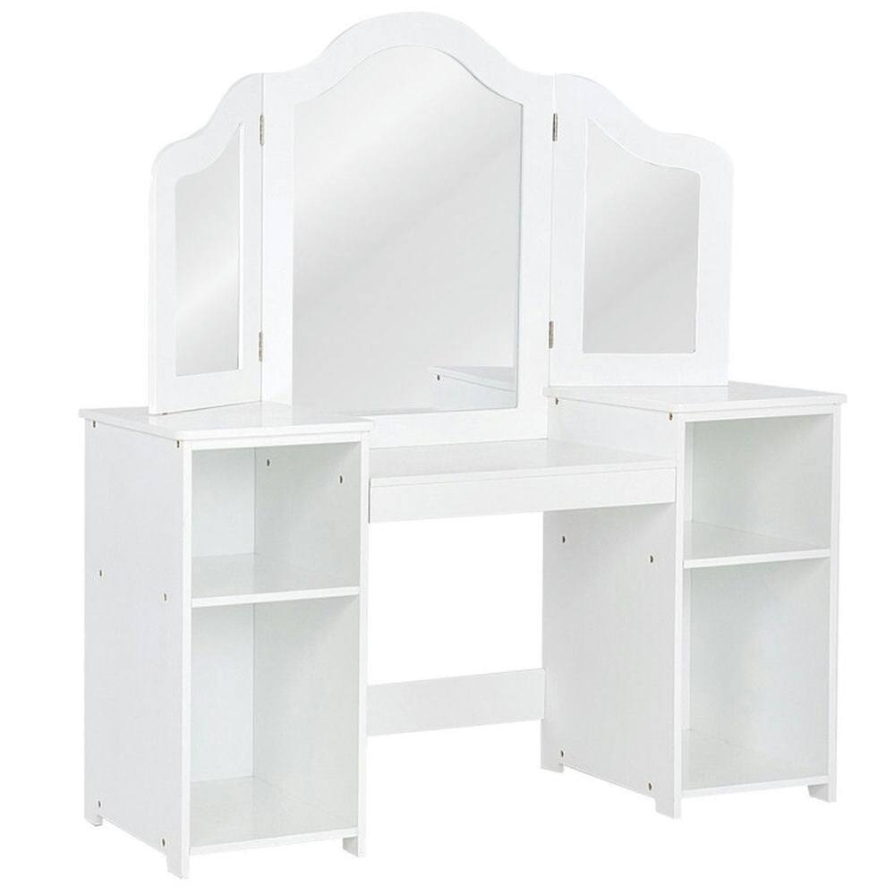 Alt View 2. Pefilos - Kids Tri Folding Mirror Makeup Dressing Vanity Table Set-White, Girls Vanity for Girls Kids - White.