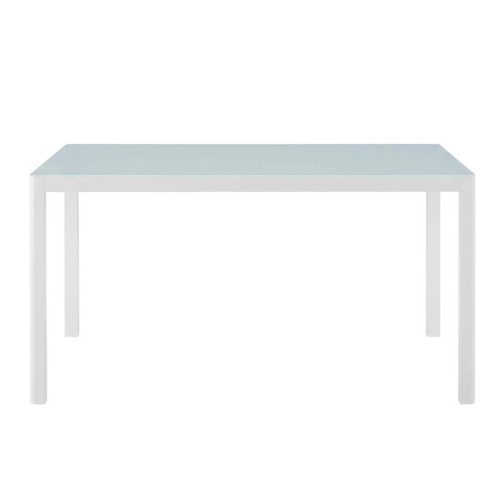 Back. Outdoor Escape - Sturdy Aluminum Outdoor Dining Table With Weatherproof Finish For Patios - White.