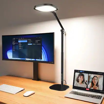 Front. Dazzed Corner - LED Desk Lamp, 50 Light Modes, Memory & Timer - Black.