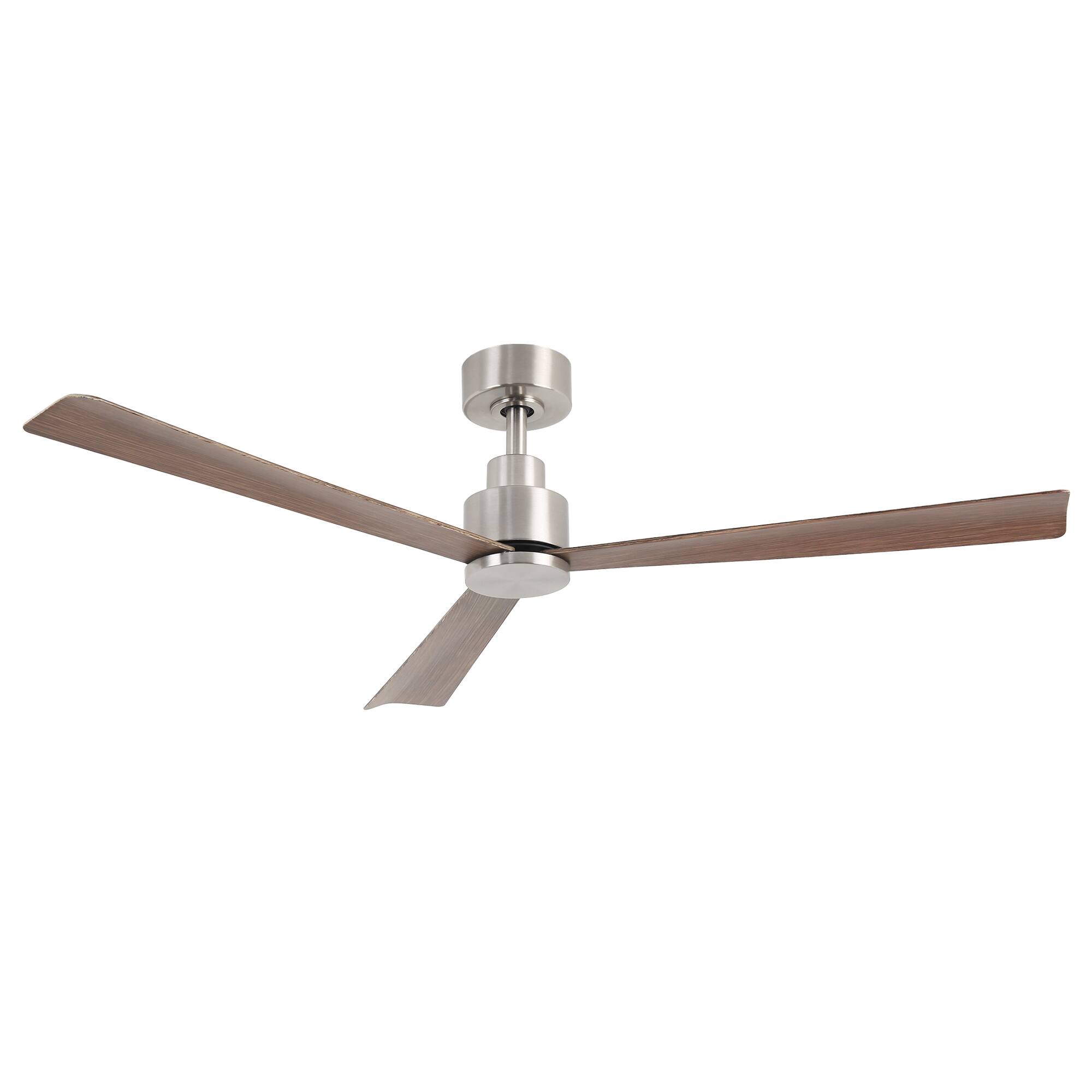 Alt View 9. Parrot Uncle - 52" Modern 3-Blade Ceiling Fan with Reversible DC Motor, 6-Speed, Remote Control, No Light - Nickel.