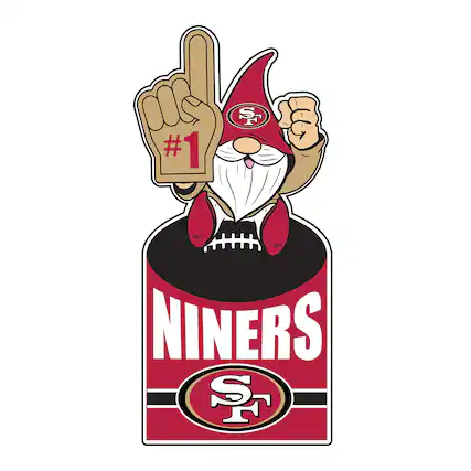 Front. Evergreen Enterprises - San Francisco 49ers 30" Metal Gnome 3-in-1 Outdoor Yard Sign - Multicolor.