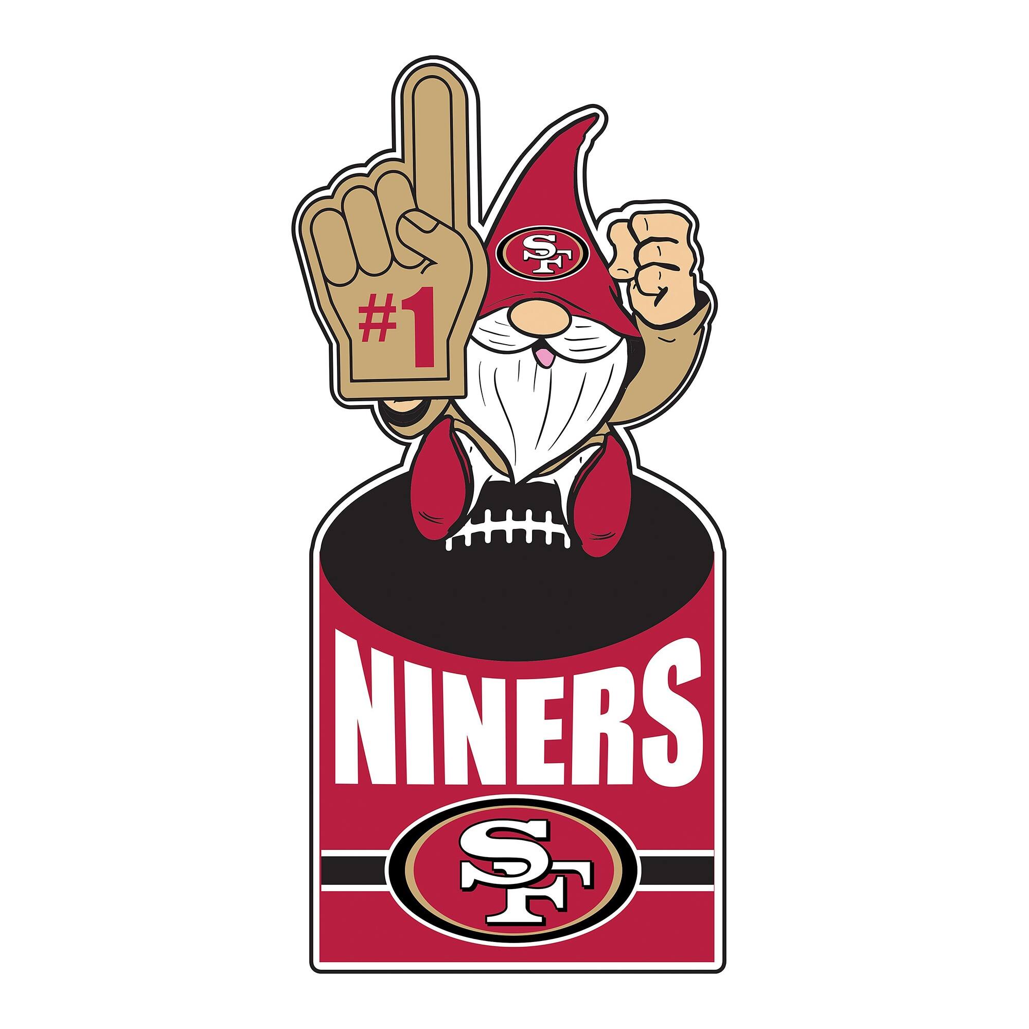 Front. Evergreen Enterprises - San Francisco 49ers 30" Metal Gnome 3-in-1 Outdoor Yard Sign - Multicolor.