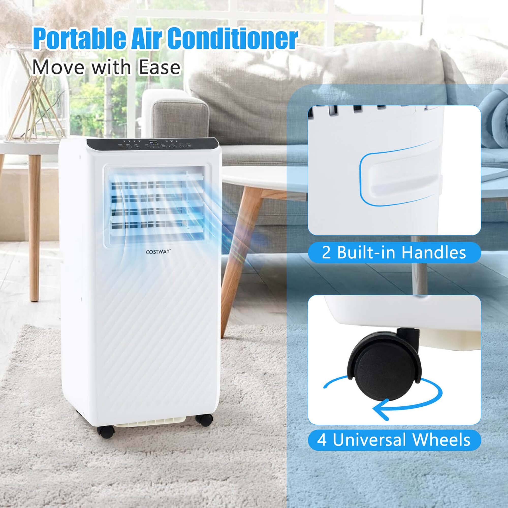 Portable Air Conditioner Move with Ease COSTWAY 2 Built-in Handles 4 Universal Wheels