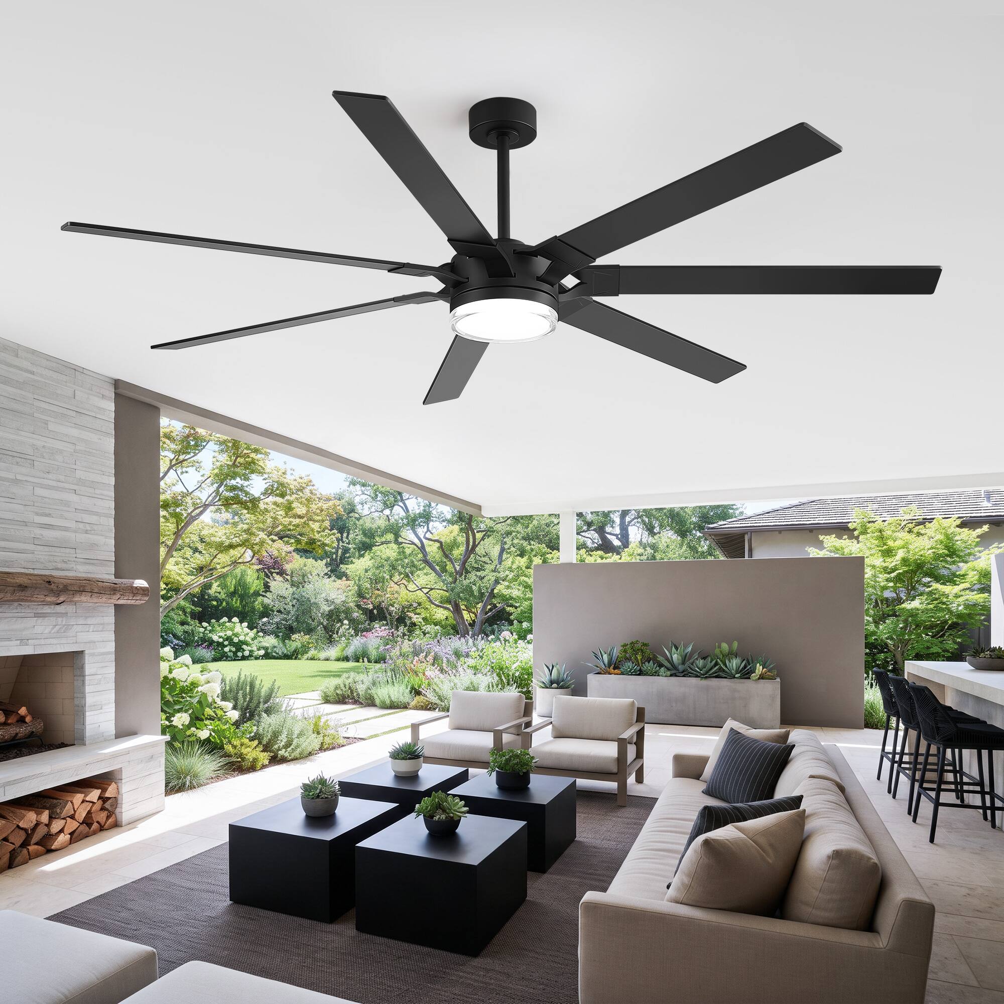 Breezary 72 Inch Ceiling Fan with LED Light, 7 Plywood Blades, DC Motor ...