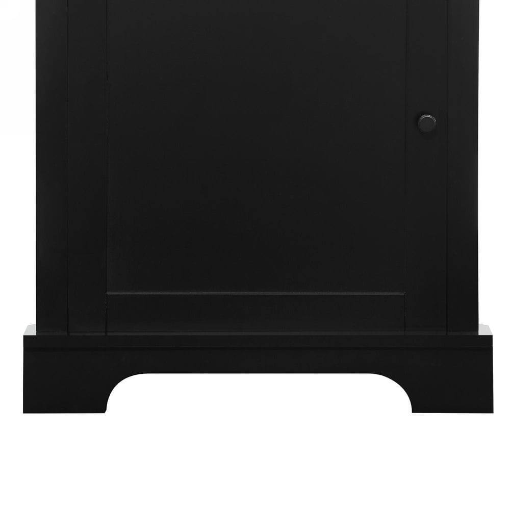 Alt View 1. Kadyn - Black Triangle Tall Cabinet with 3 Drawers and Adjustable Shelves for Bathroom, Kitchen or Living Room, MDF Board - Black.