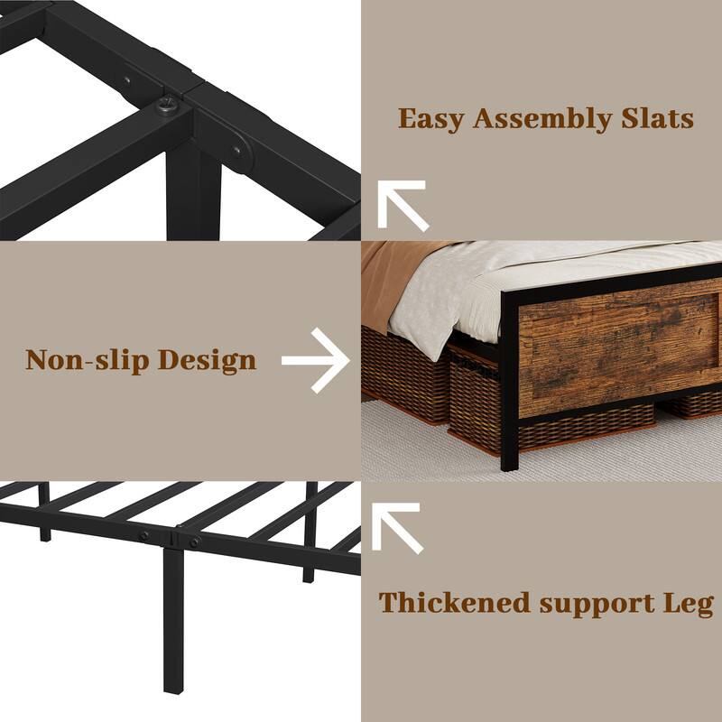Easy Assembly Slats  
Non-slip Design  
Thickened support Leg