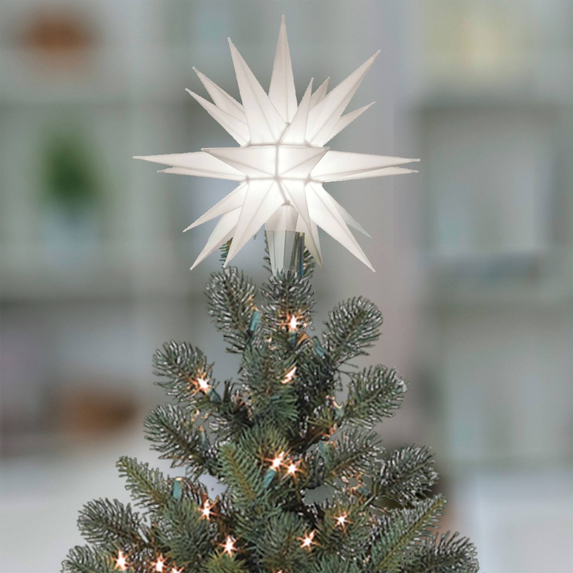 Alt View 4. Keystone Holiday - Keystone Holiday 12 Inch Prelit LED Christmas Holiday Star Tree Topper, White - White.