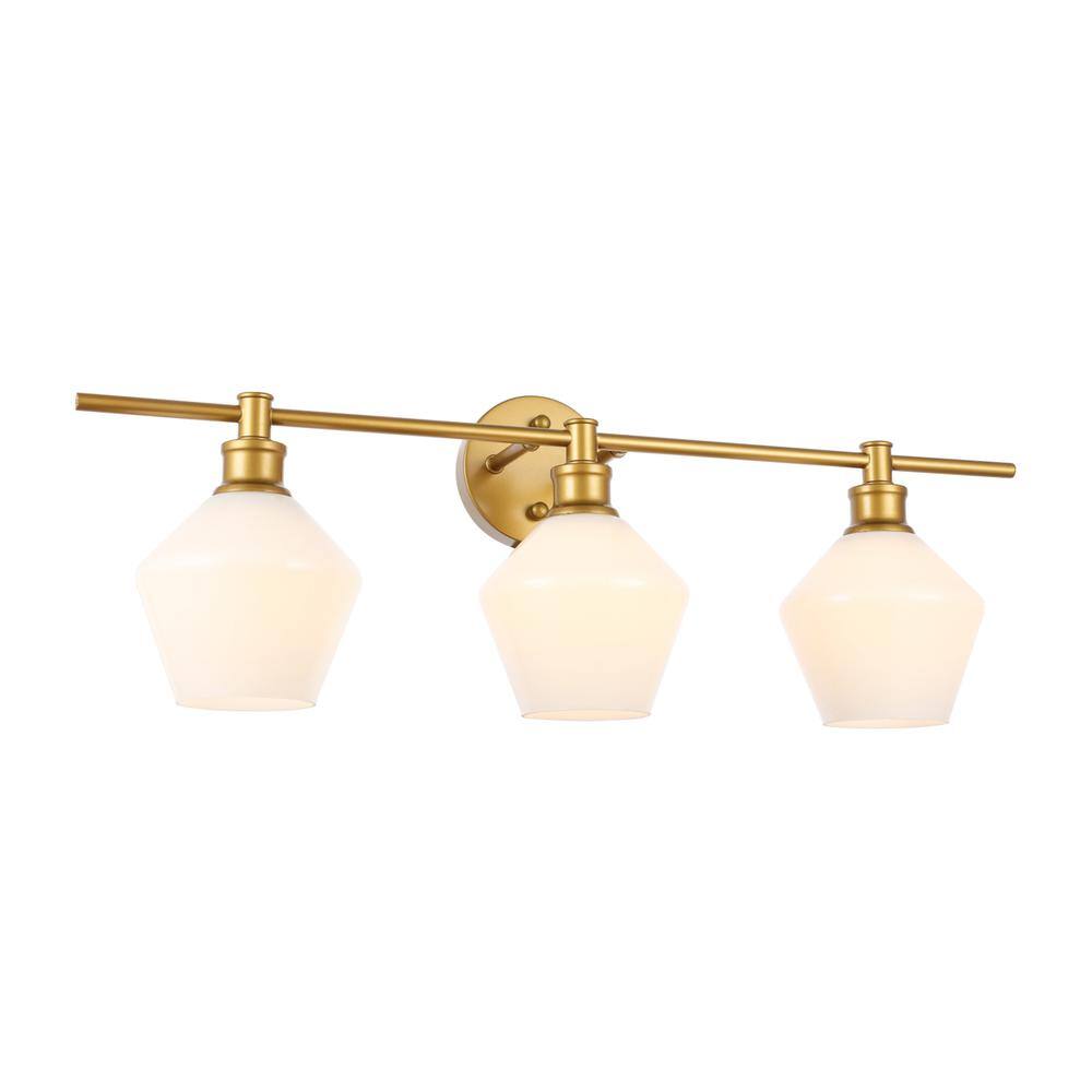 Back. Living District - Gene 3 light Brass and Frosted white glass Wall sconce - Brass And Frosted White Glass.