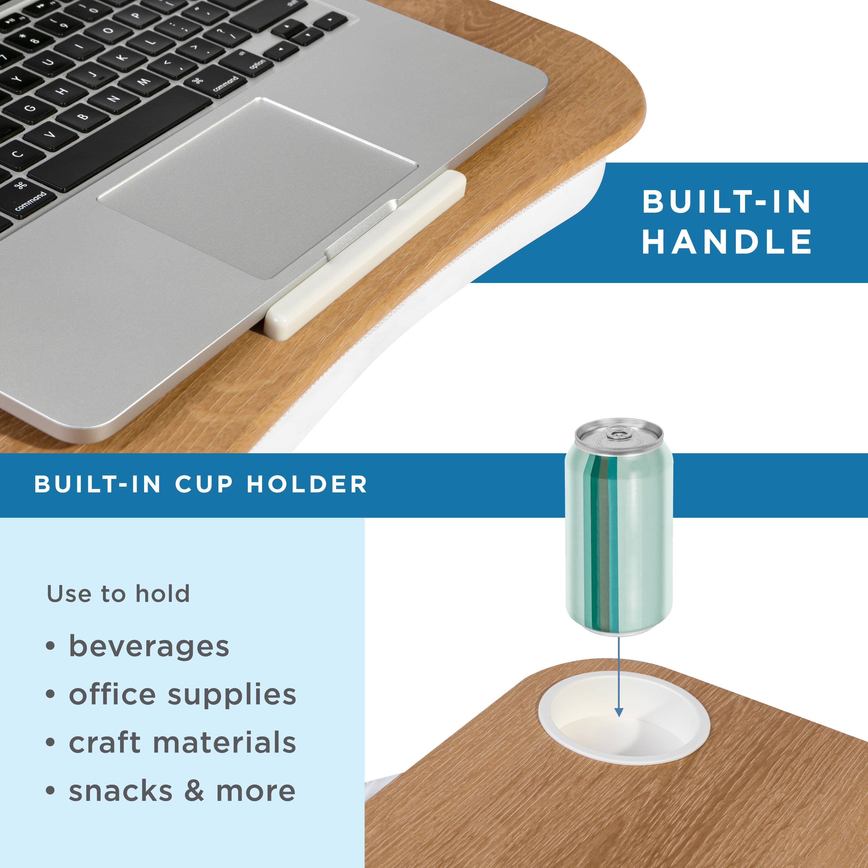 Built-in Handle Built-in Cup Holder Use to hold beverages, office supplies, craft materials, snacks & more.
