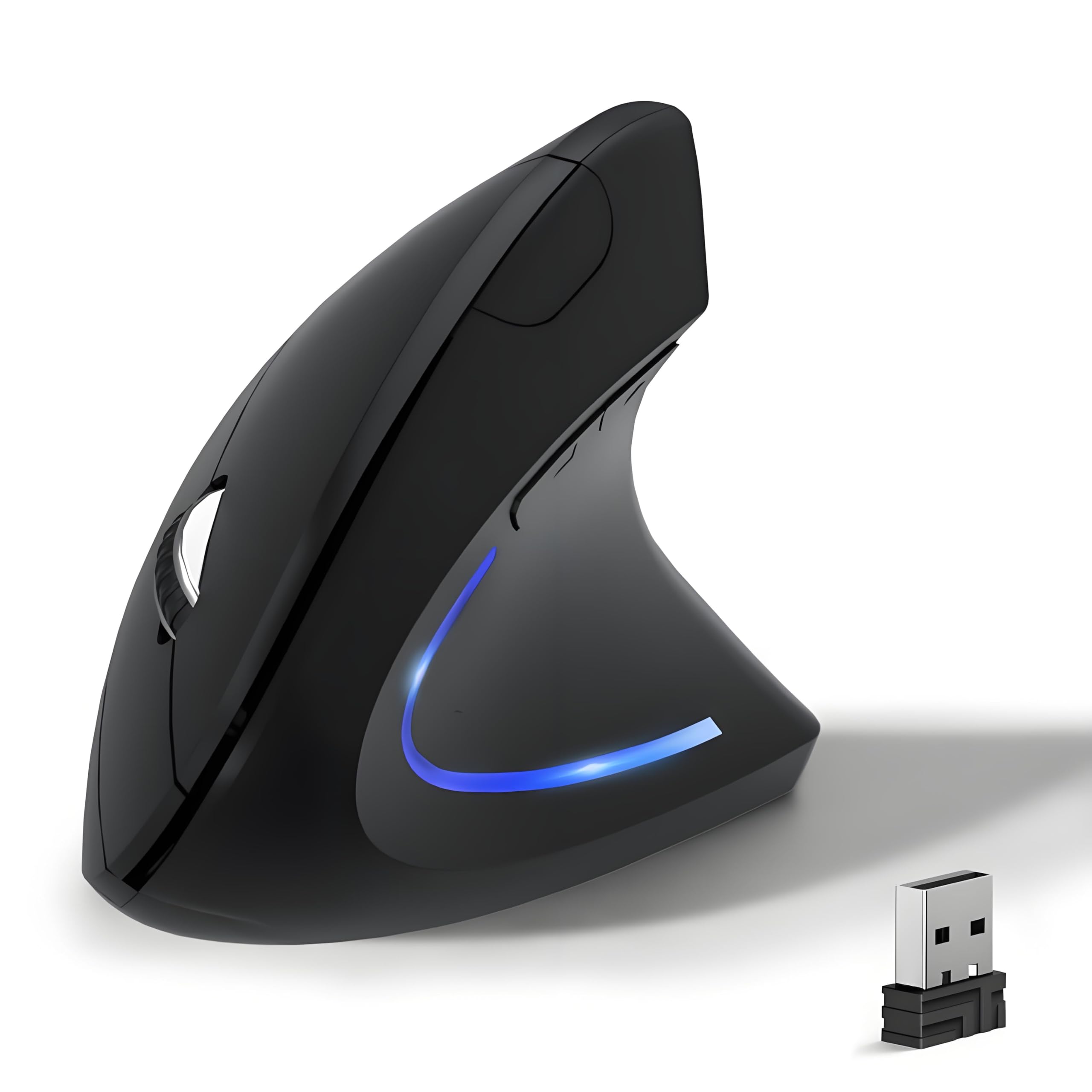 Cozy Serene - Wireless Mouse 2.4g Vertical Ergo 800/1200/1600 Adjustable Dpi 6 Buttons For Laptop/macbook/pc/desktop-black - Wireless - Default