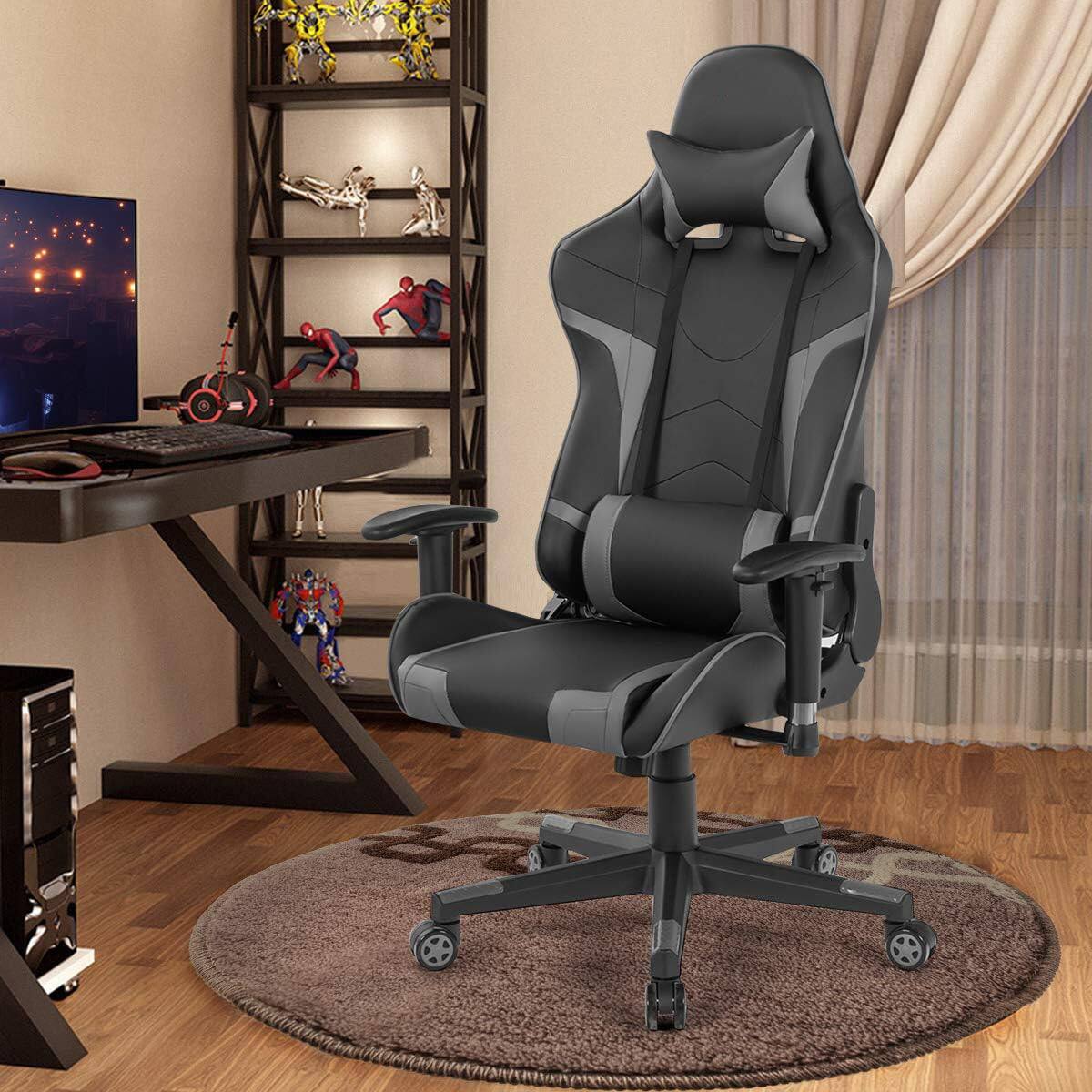 Alt View 1. Ecooso - Office Chair Reclining Swivel Massage Gaming Chair with Lumbar Support - Grey.