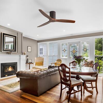 WINGBO 60" Solid Wood DC Motor Indoor Ceiling Fan With Remote Control White - Remote