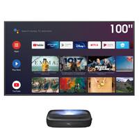 Hisense - L9G Laser TV Triple-Laser Ultra Short Throw Projector with 100" ALR Screen, 4K UHD, 3000 Lumens, HDR, Android TV - Black - Angle_Zoom