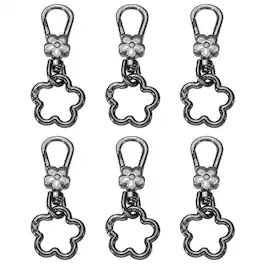 Unique Bargains - 6pcs Metal Keychain Clip Swivel Lobster Claw Clasp Quick Release Flower Key Ring Detachable for Crafts Bag Lanyard - Gunmetal