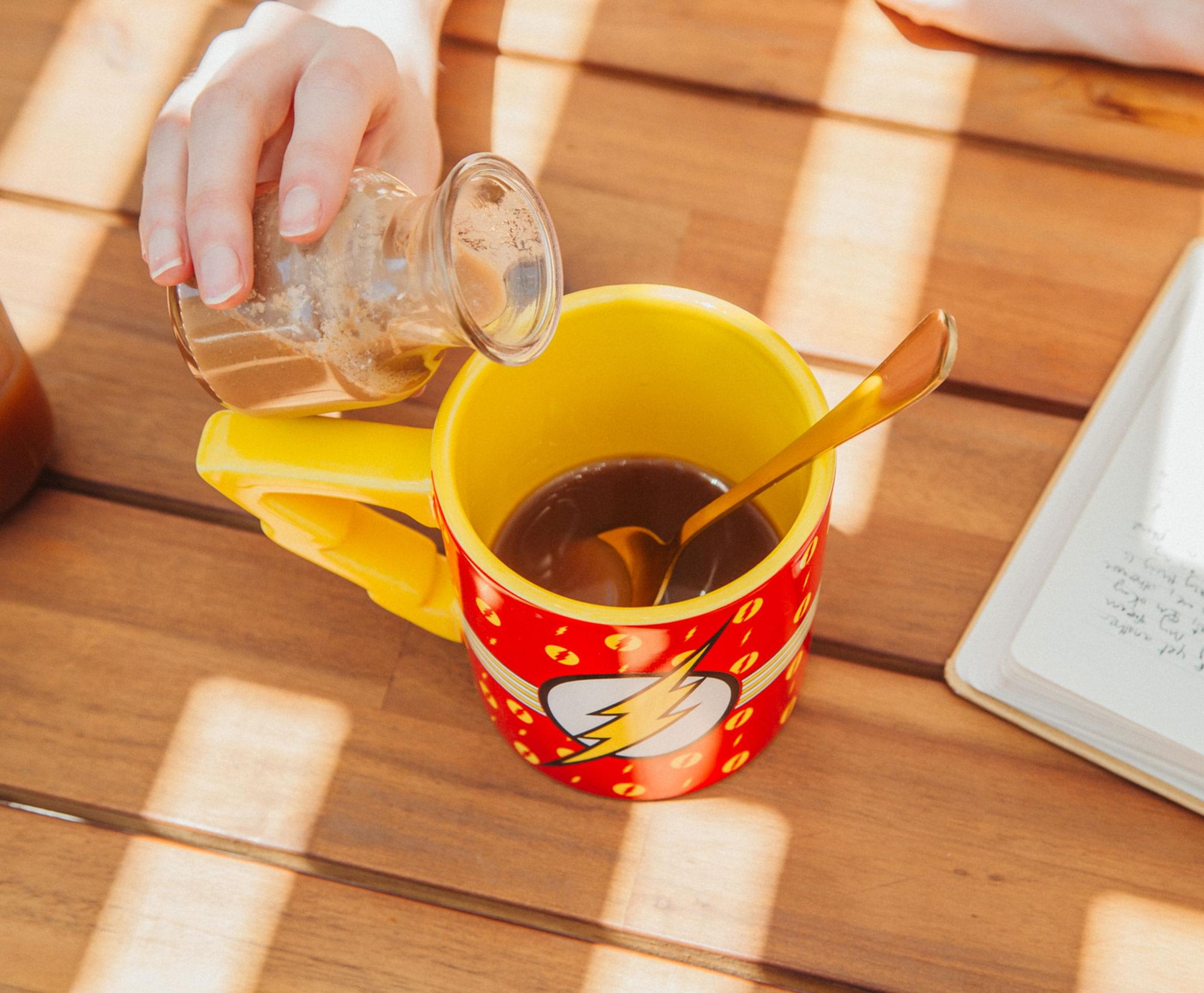 Alt View 5. DC Universe - DC Comics The Flash Logo Ceramic Mug With Lightning Bolt Handle | Holds 20 Ounce - Red.