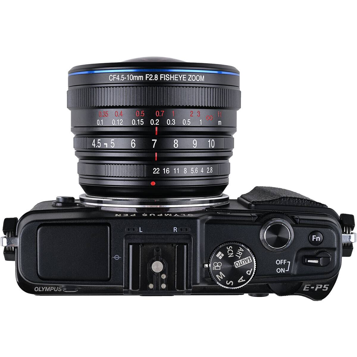 CF4.5-10mm F2.8 FISHEYE ZOOM

0.35 0.4 0.5 0.7 1 0.1 0.12 0.15 0.2 0.3

4.5 - 5 6 7 8 9 10

22 16 11 8 5.6 4 2.8

PEN OLYMPUS

OLYMPUS

L R

SCN ART AUTO M P S

OFF ON

Fn E-P5