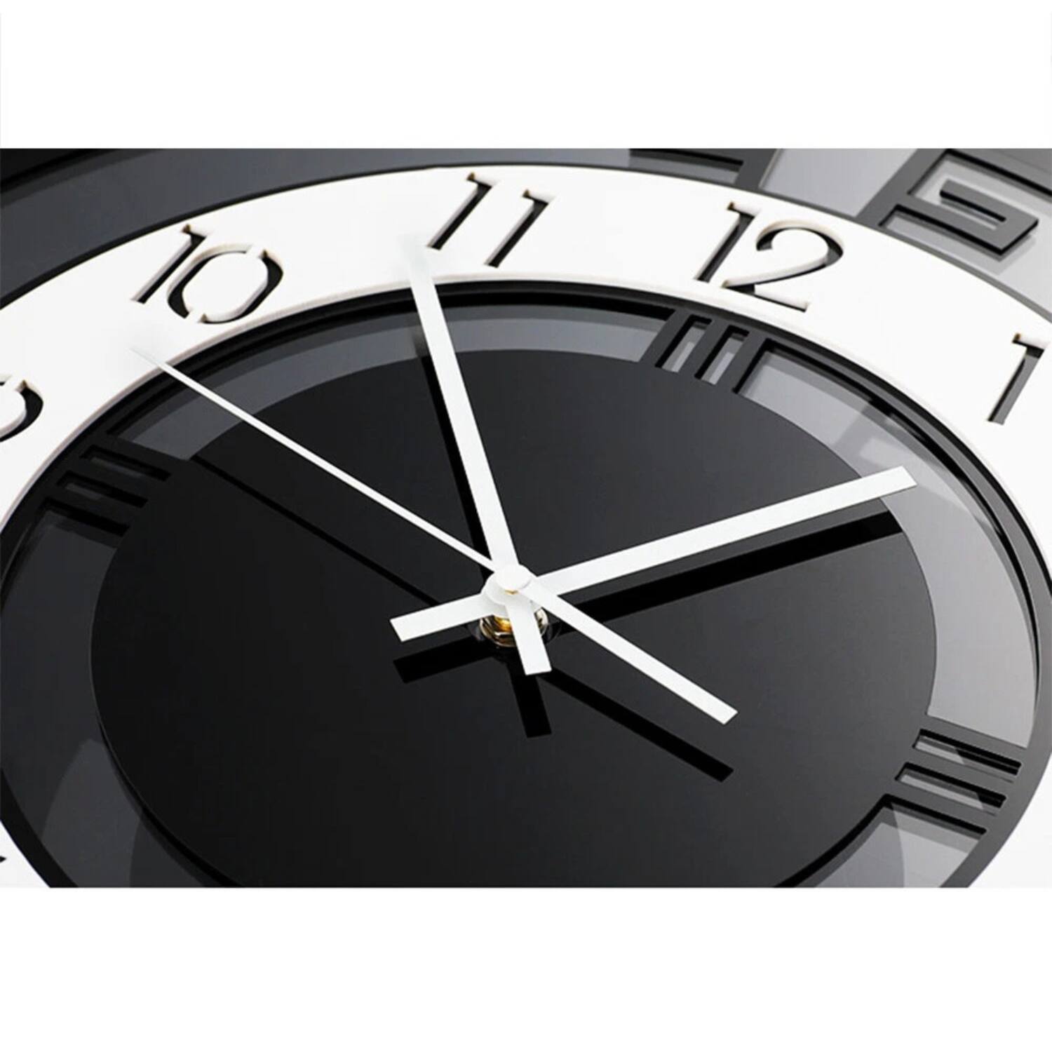 Back. Stock Preferred - Large Modern Nordic Silent Swing Pendulum Wall Clock - Black.