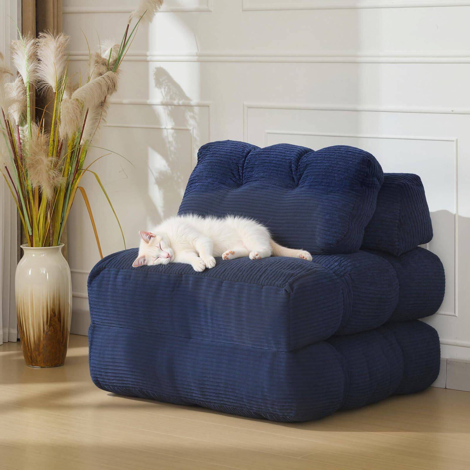 Front. Acekool - Folding Sofa Bed,Convertible Sleeper Chair with Pillow, Portable Foldable - Blue.