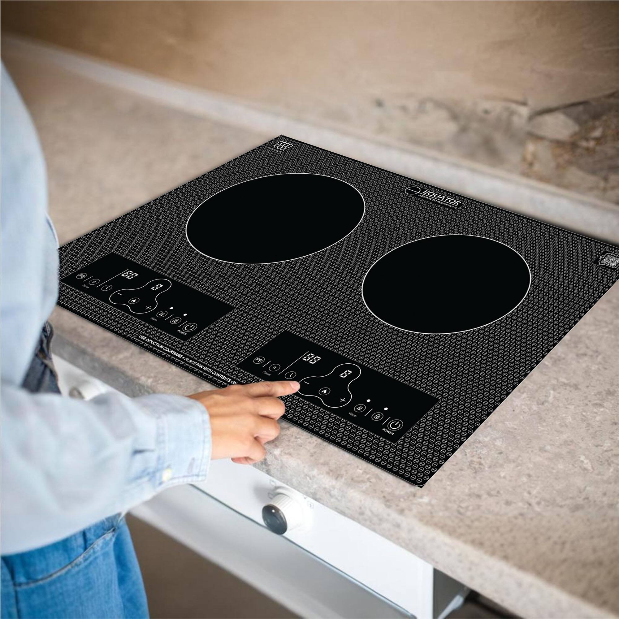 Alt View 10. Equator - Equator 20" Built-In/Freestanding | 2 Burner Induction Electric Cooktop Touch Control | Auto Power Sharing 110V - Black.