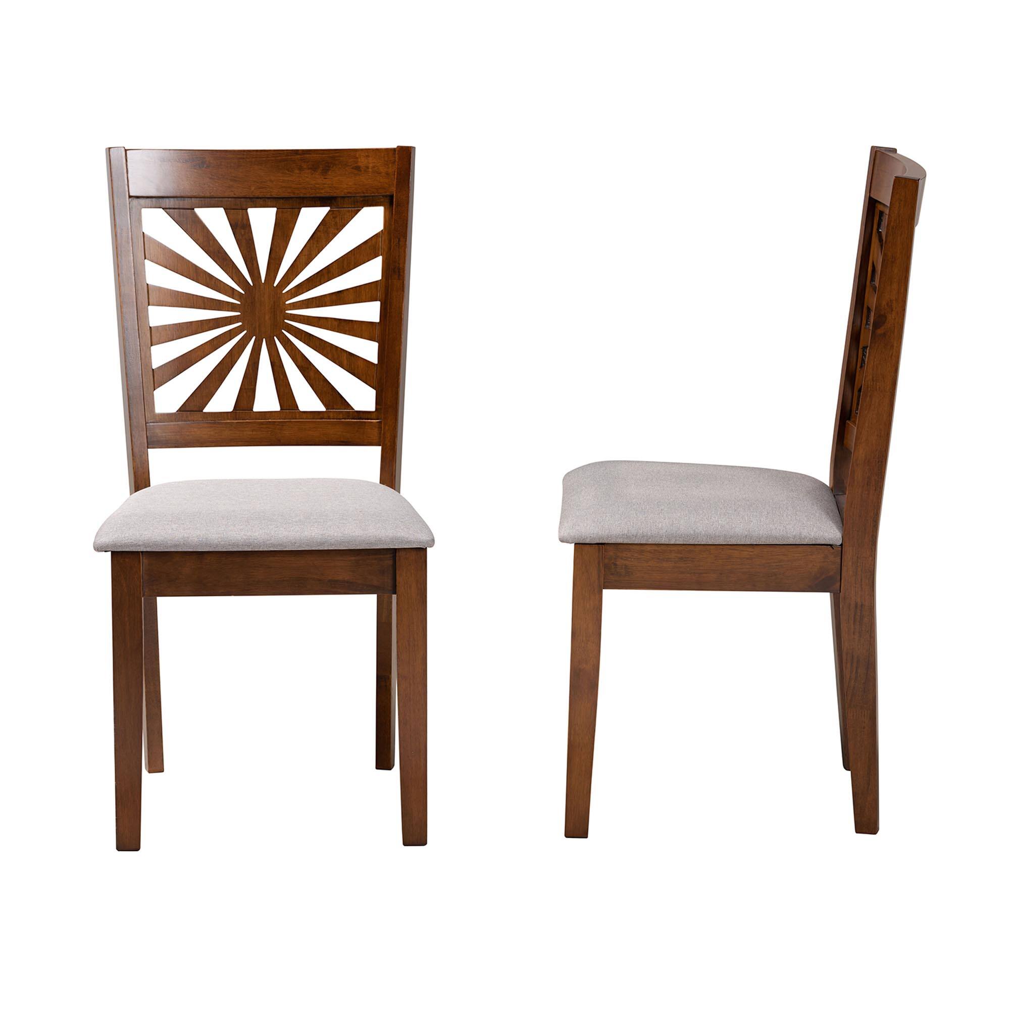 Left. Baxton Studio - Olympia Modern Fabric and Finished Wood 2-Piece Dining Chair Set - Grey/Walnut Brown.