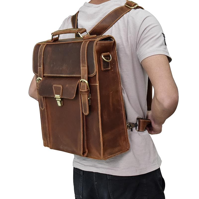 Alt View 5. Steel Horse Leather - The Vali Backpack | Handmade Vintage Leather - Brown.