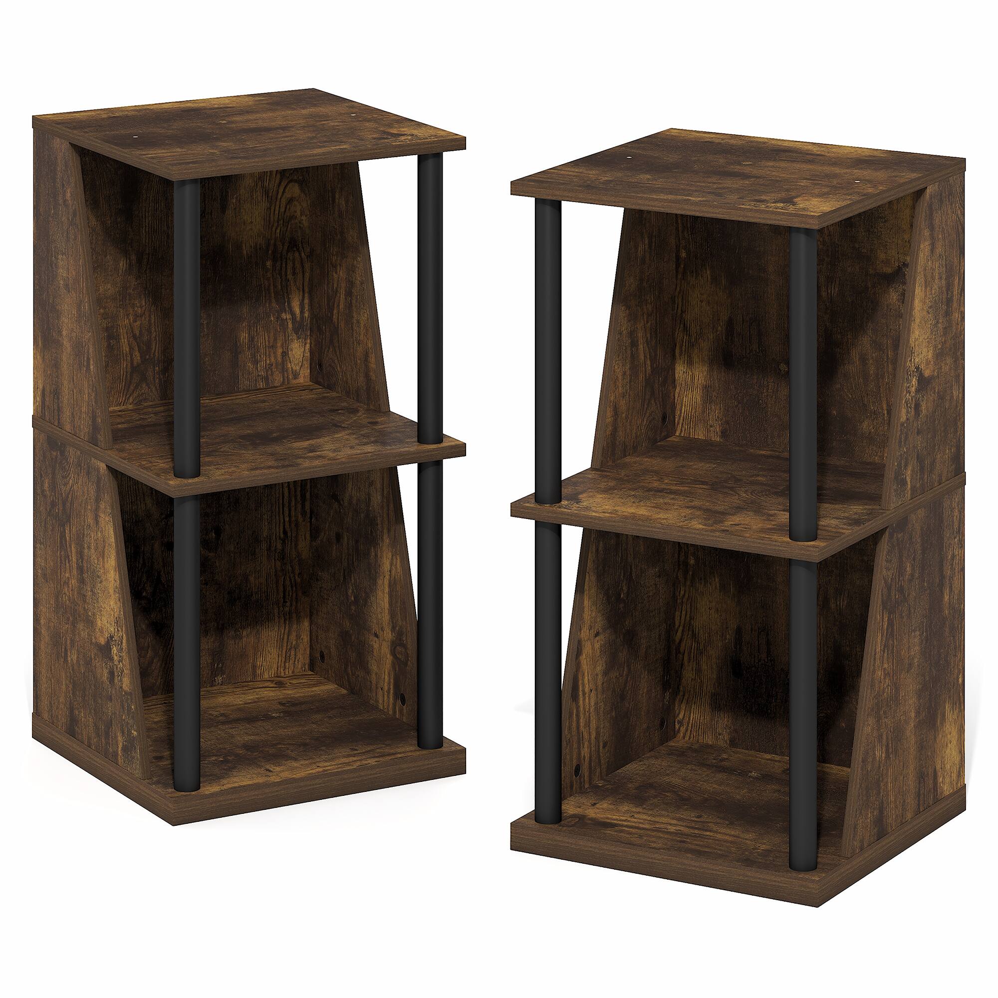 Alt View 7. Furinno - FLEXI Storage Shelf, Corner Shelf, Book Shelf, DIY Stackable & Separable Display Bookcase, for Organization and Storage - Amber Pine/Black.