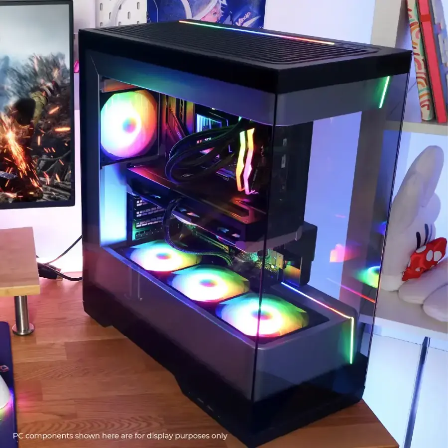 The PC components shown here are for display purposes only.