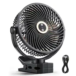 Loheer - Portable Clip Fan Rechargeable Clip On Fan with Light Quiet USB Desk Fan for Golf Cart and Treadmill