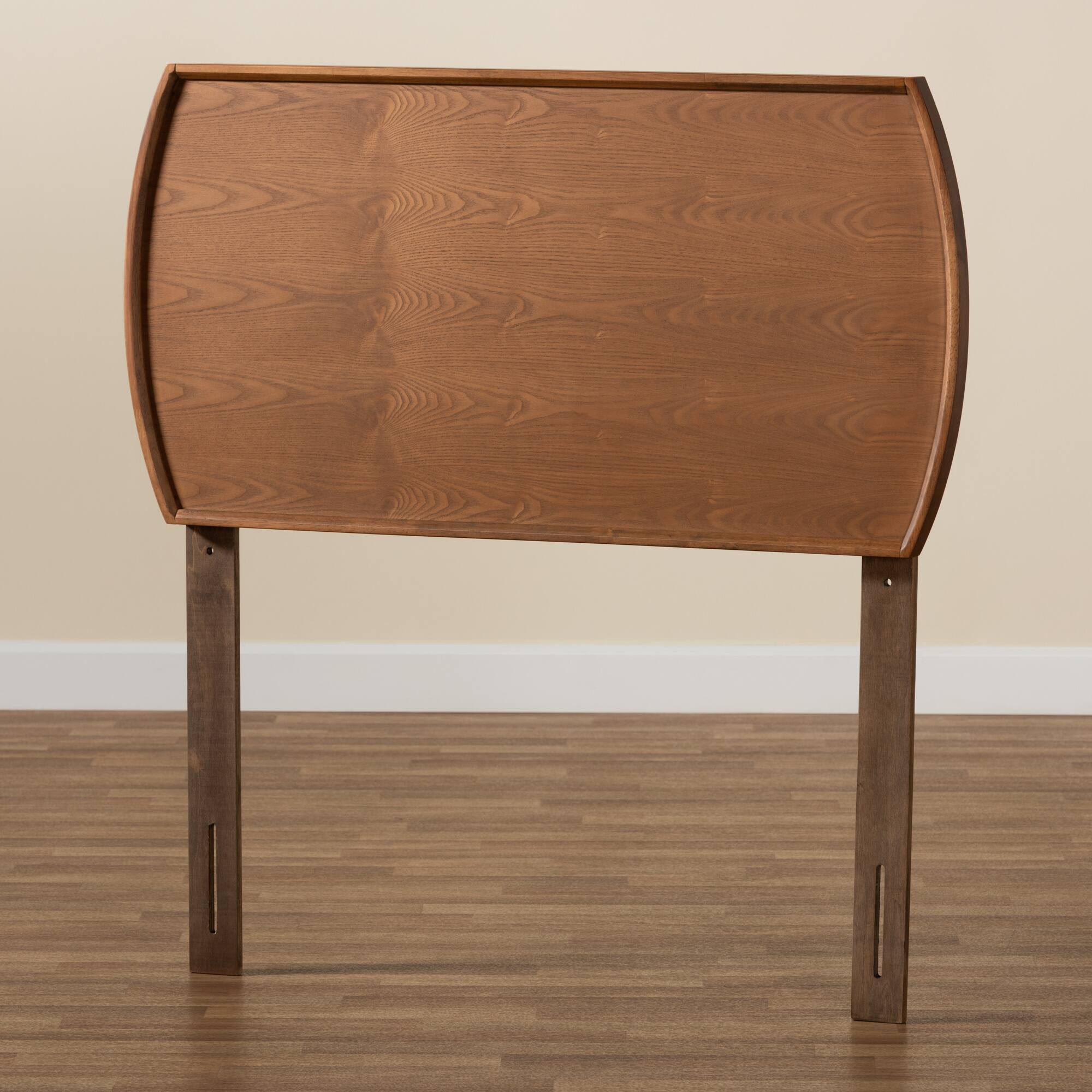 Back. Baxton Studio - Laurien Mid-Century Modern Finished Wood Twin Size Headboard - Ash Walnut.