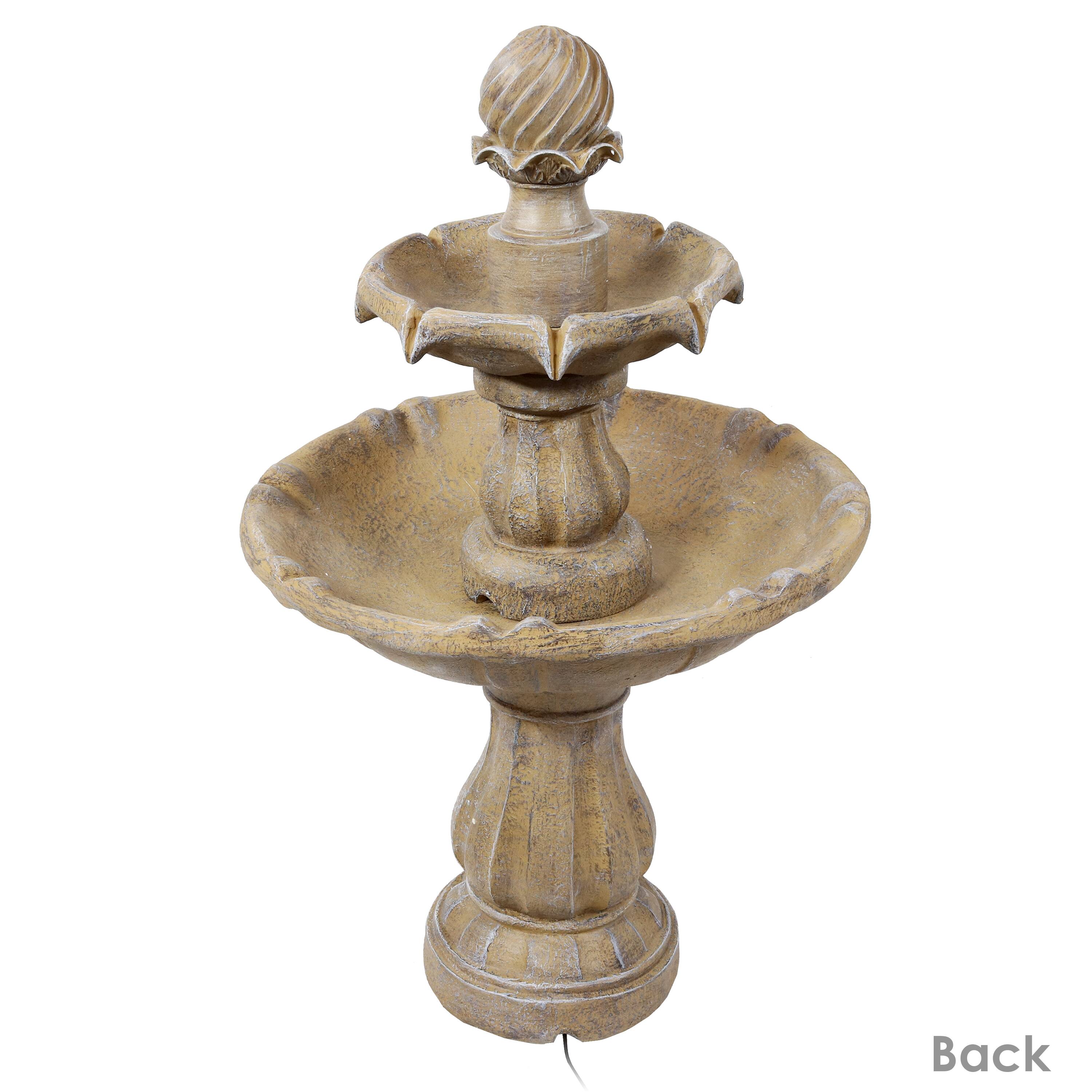 Alt View 10. Sunnydaze - Resin Outdoor 2-Tier Solar Water Fountain with Battery - Earth.