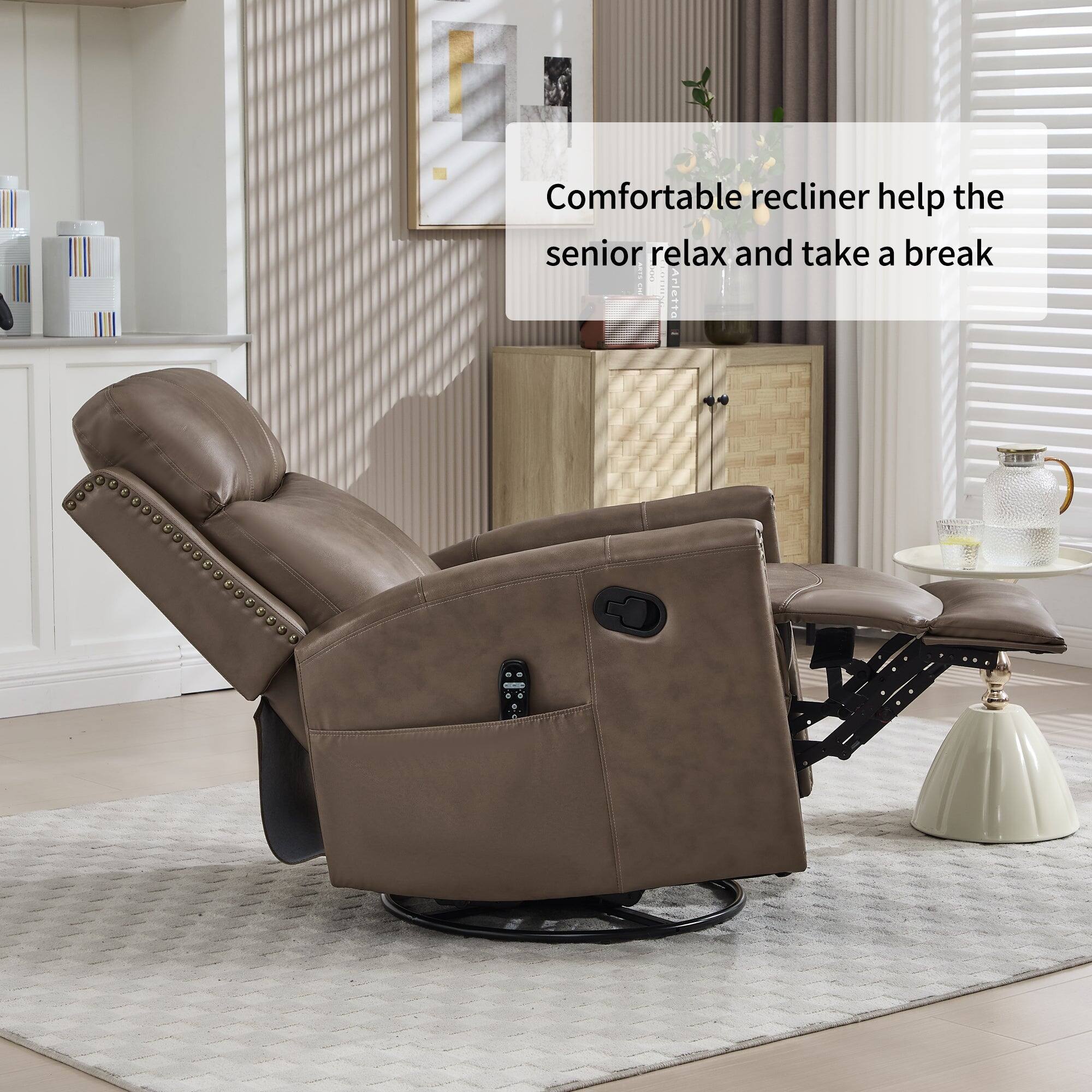 Comfortable recliner help the senior relax and take a break