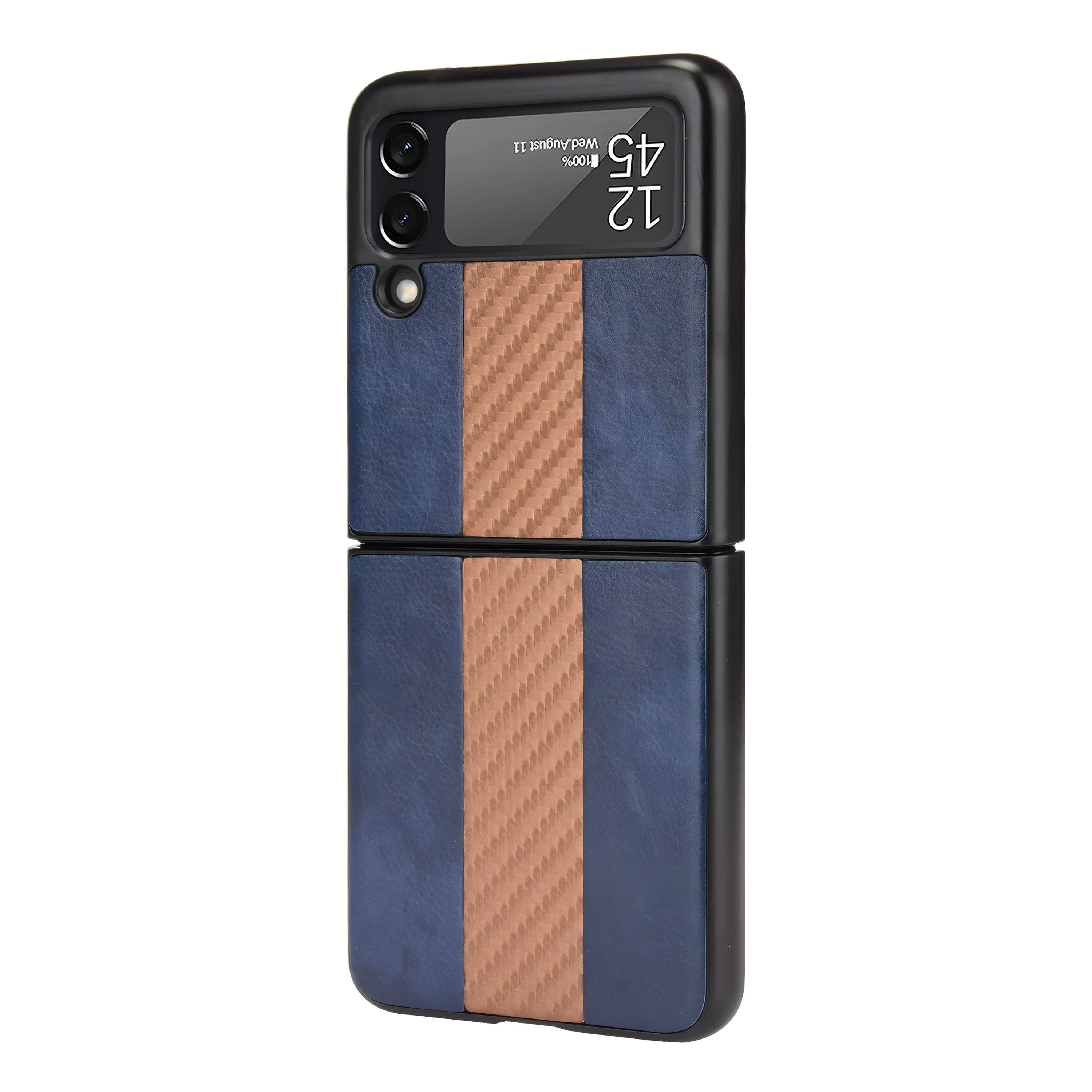 Kitcheniva - Slim Folding Leather Shockproof Phone Case For Samsung Galaxy Z Flip 3 5G - Blue