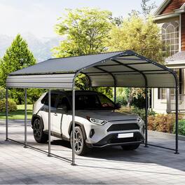 Essen Blissed - 10×15FT Metal Carport, Heavy Duty Car Port, All-Weather Outdoor Storage Trucks, Boats, Cars, Galvanized Steel Roof