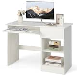 Costway - Computer Desk with Keyboard Tray Drawer - White