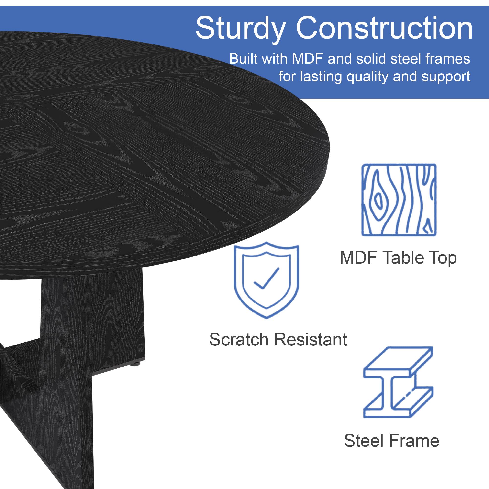 Sturdy Construction  
Built with MDF and solid steel frames for lasting quality and support

- MDF Table Top
- Scratch Resistant
- Steel Frame