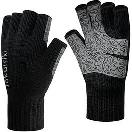 THIRSTY TURTLE - Fingerless Merino Wool Gloves for Men and Women, Warm and Comfortable for Cold Weather and Winter Use - Black