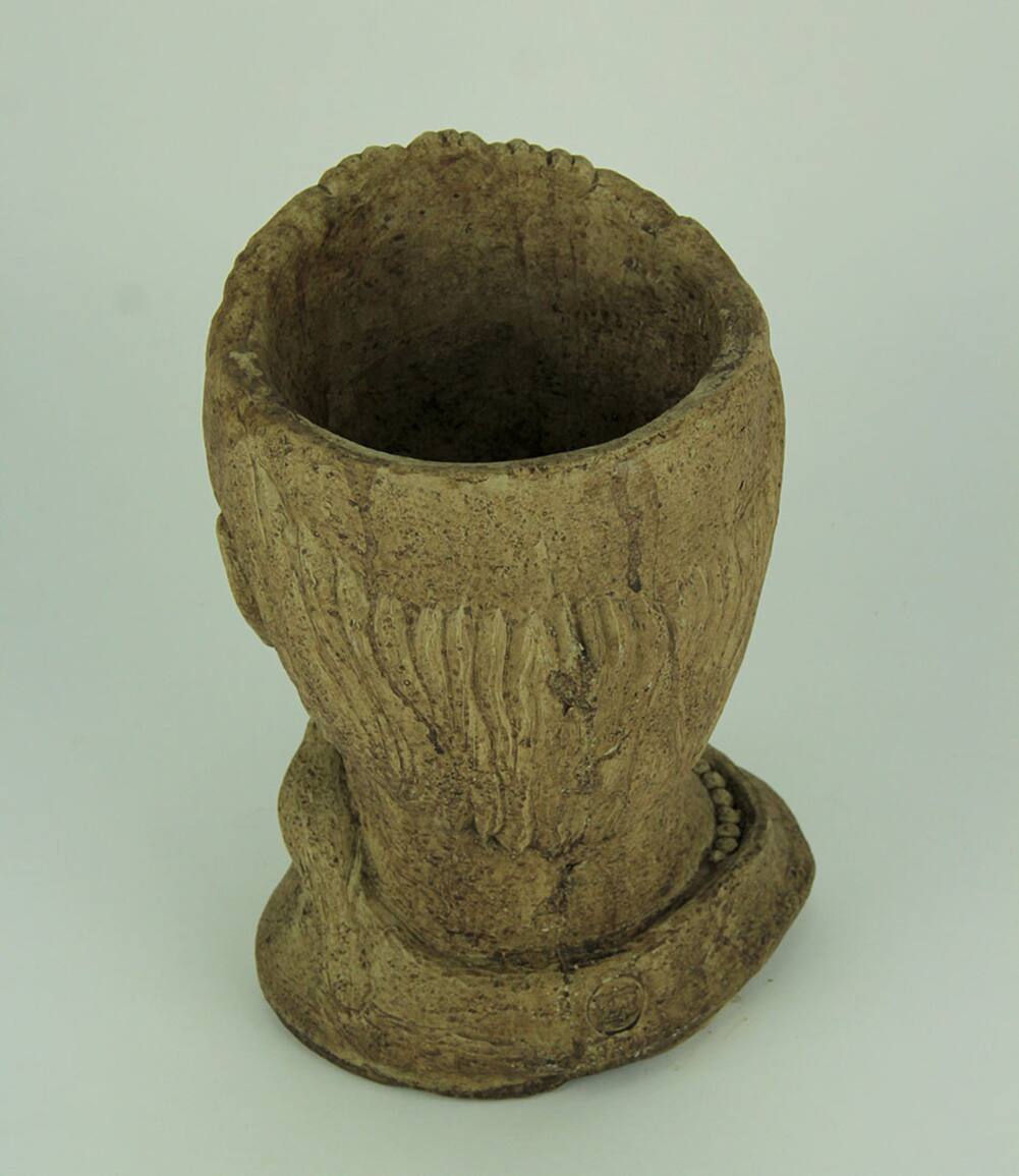 Alt View 2. Designer Stone - Designer Stone Driftwood Grey St. Francis Head Concrete Planter Outdoor Planting Pot - Brown.