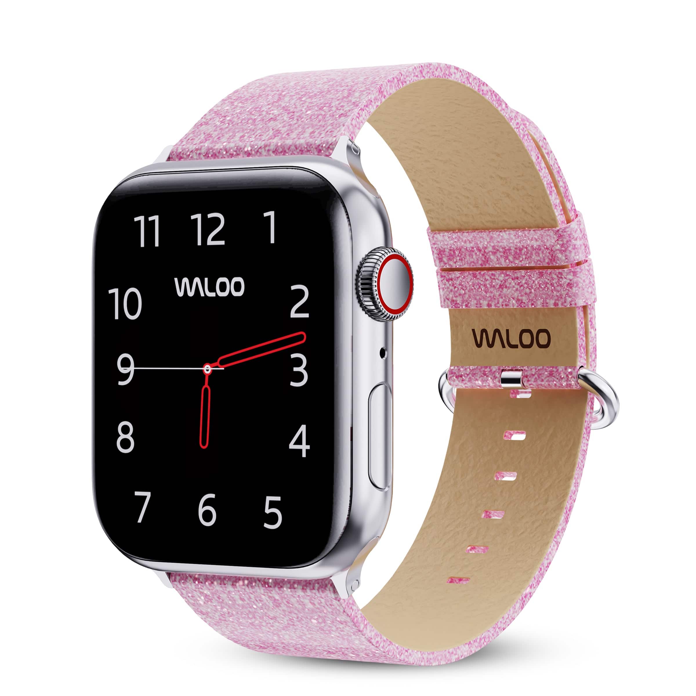 Waloo - Sparkly Brilliance Leather Band For Apple Watch - 40/41/42mm - Pink