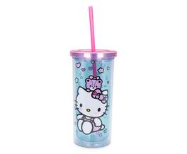 Silver Buffalo - Hello Kitty Stacked Donuts Carnival Cup with Lid and Straw | Holds 20 Ounces - Pink