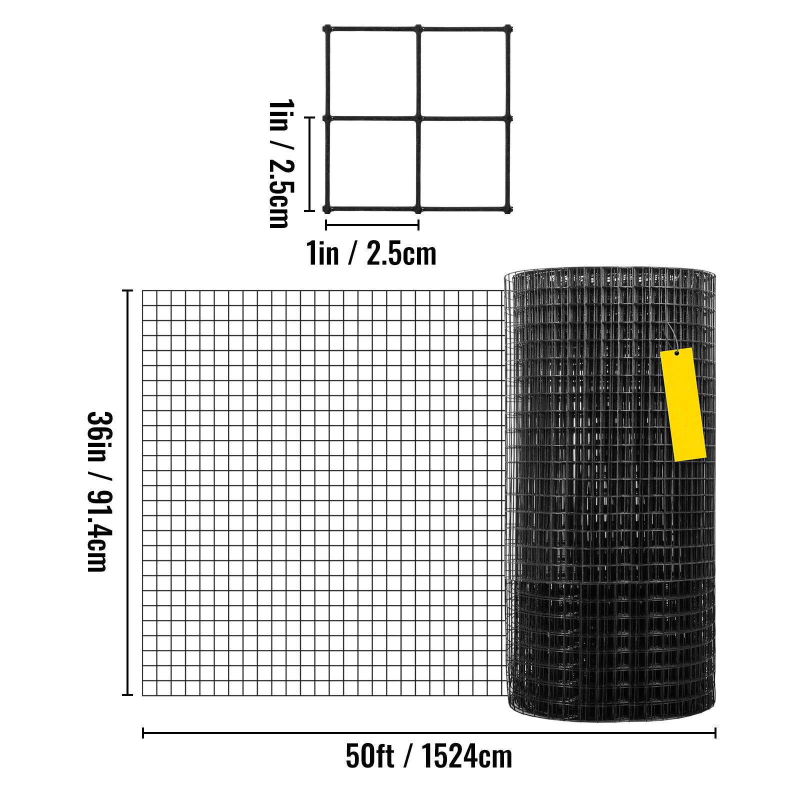 1in / 2.5cm  
1in / 2.5cm  
36in / 91.4cm  
50ft / 1524cm