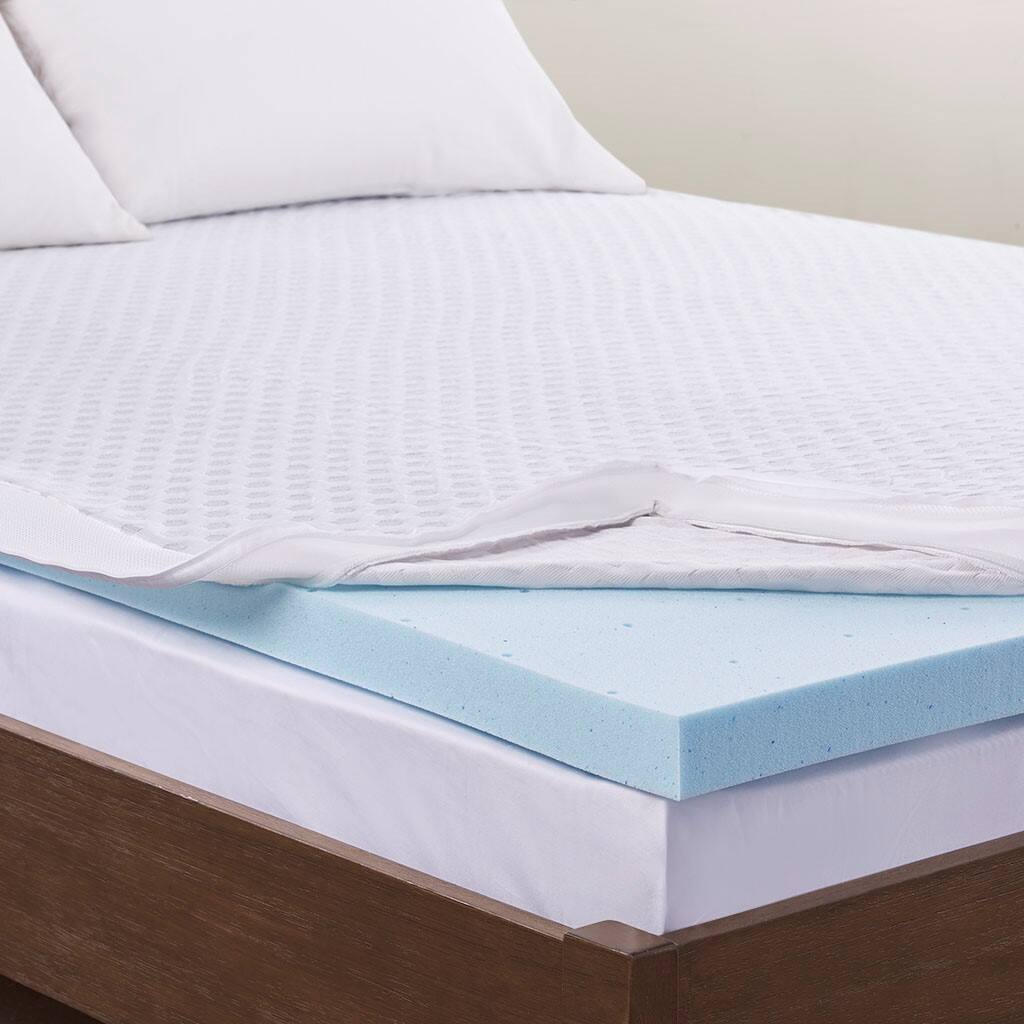 Alt View 2. Gracie Mills - Gracie Mills Deidre 3 inch Cooling Gel Memory Foam Mattress Topper with Removable Cooling Cover - White.