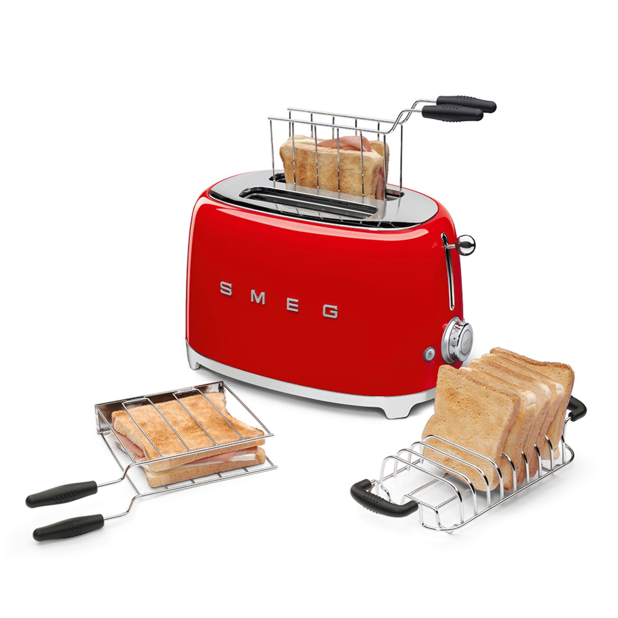 Alt View 1. SMEG - TSF01 2-Slice Wide-Slot Toaster - Red.