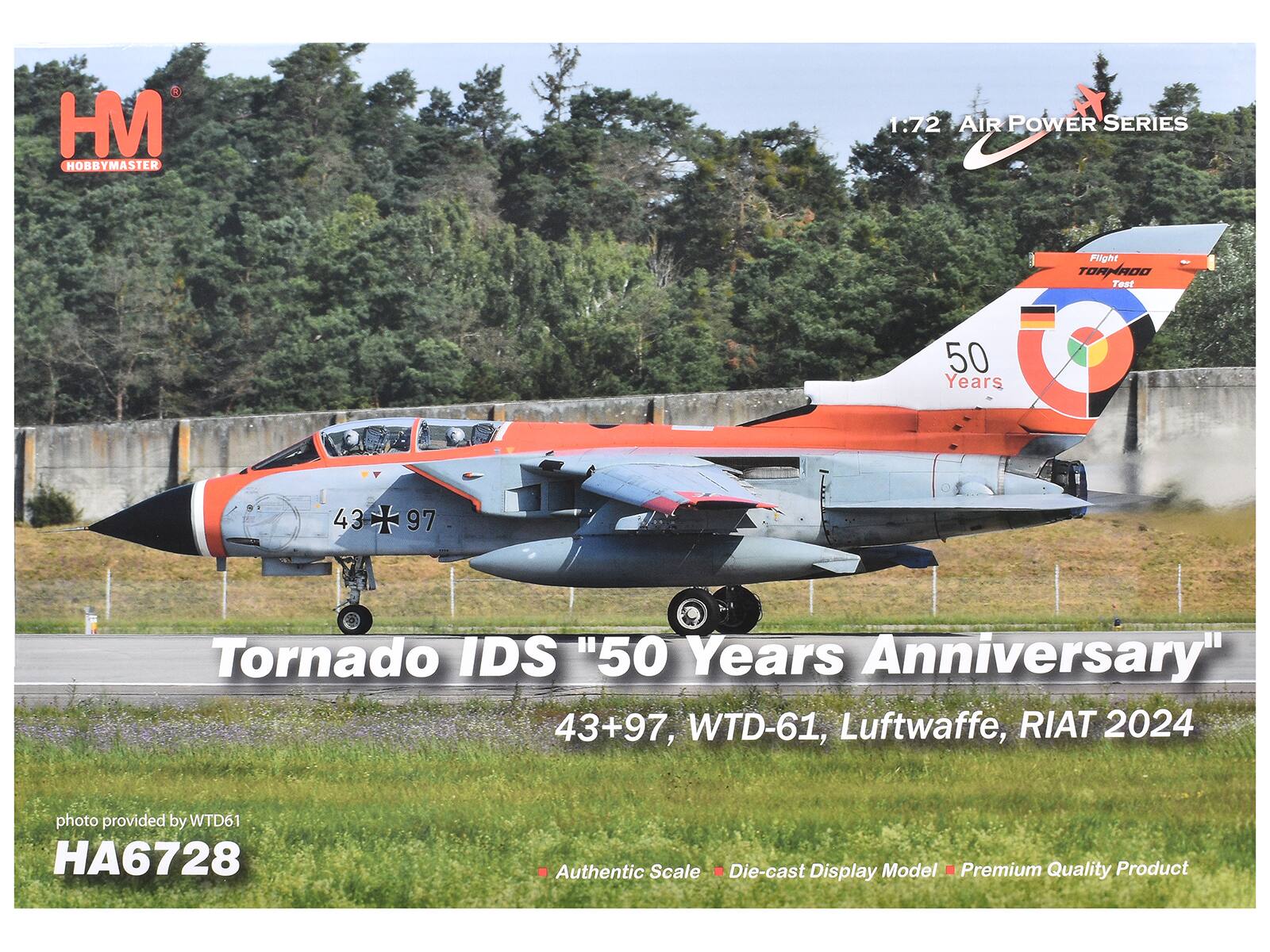 3 HM HOBBYMASTER 1 72 AIR POWER SERIES Flight TOR TORNADO Tost 50 Years 43 97 Tornado IDS "50 Years Anniversary" 43+97, WTD-61, Luftwaffe, RIAT 2024 photo provided by WTD61 HA6728 Authentic Scale Die-cast Display Model Premium Quality Product