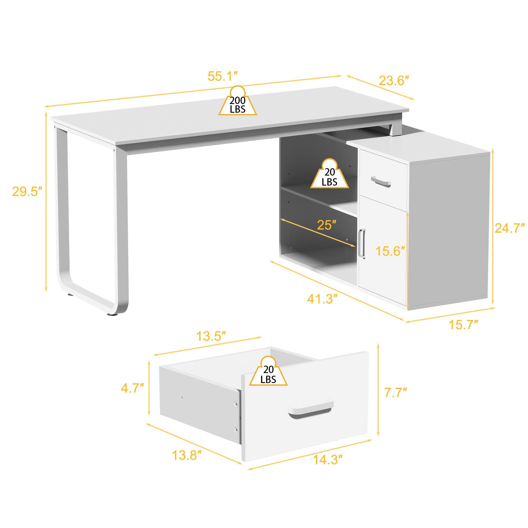 FUFU & GAGA FUFU&GAGA Modern L Shaped Office Desk with Storage