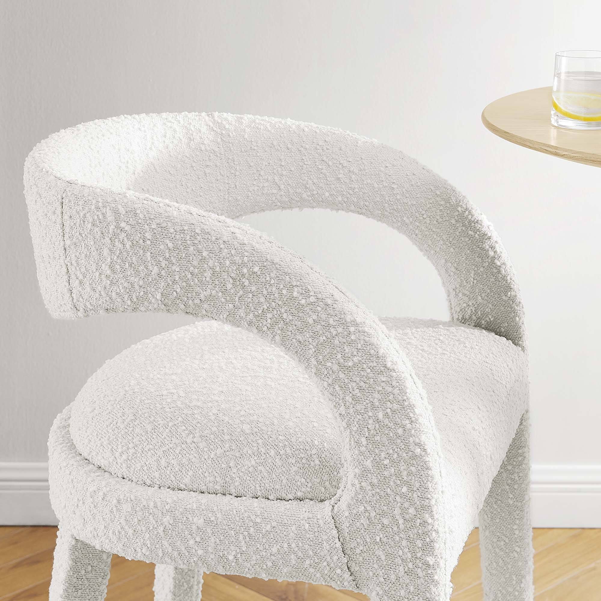 Alt View 1. Modway - Pinnacle Boucle Upholstered Bar Stool Set of 2 by Modway - Ivory Silver.
