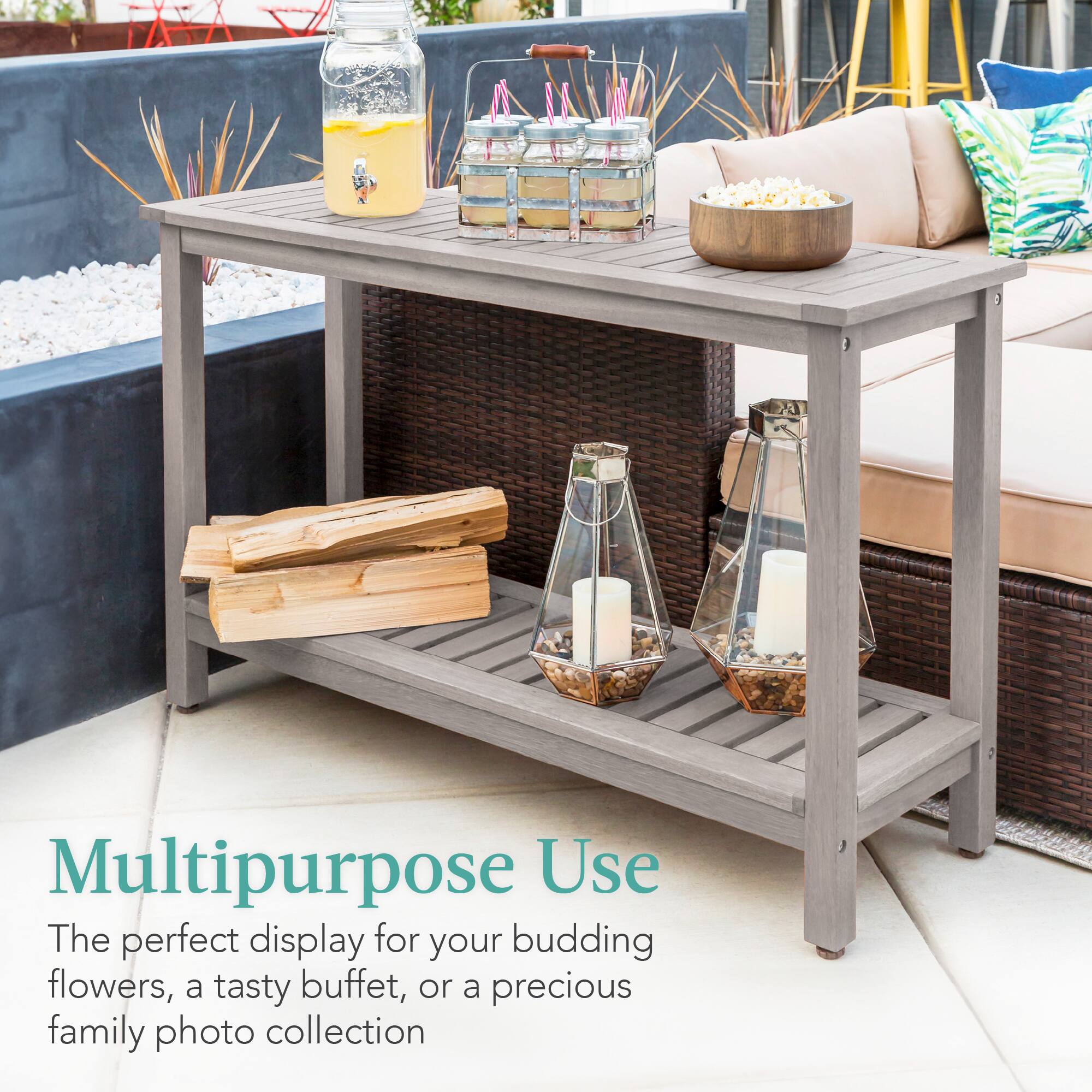 Multipurpose Use

The perfect display for your budding flowers, a tasty buffet, or a precious family photo collection
