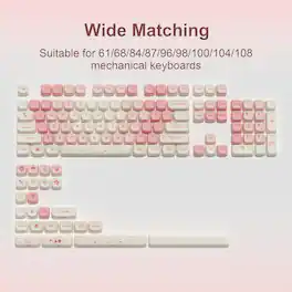 Womier - PBT Keycaps, 132 Keys Dye-Sublimation MOA Profile Key caps for 100%, 75%, 65%, 60% Mechanical Keyboard - Pinkhua
