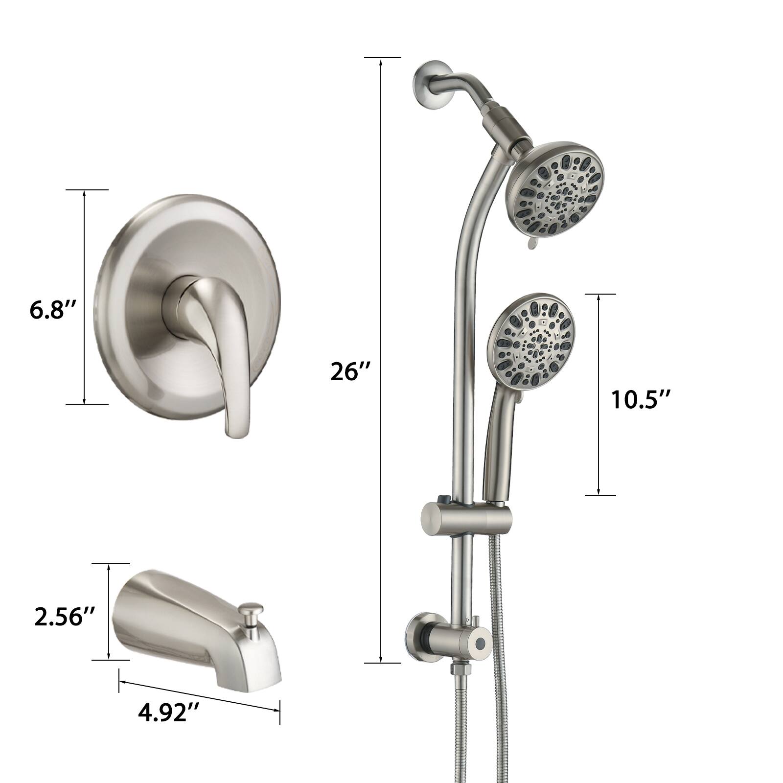 6.8" 26" 10.5" 2.56" 4.92"