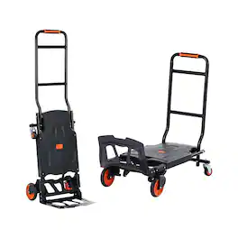 VEVOR - Aluminum Hand Truck, 2 in 1, 300 lbs Load Capacity, Heavy Duty Industrial Convertible Folding Hand Truck and Dolly - Black