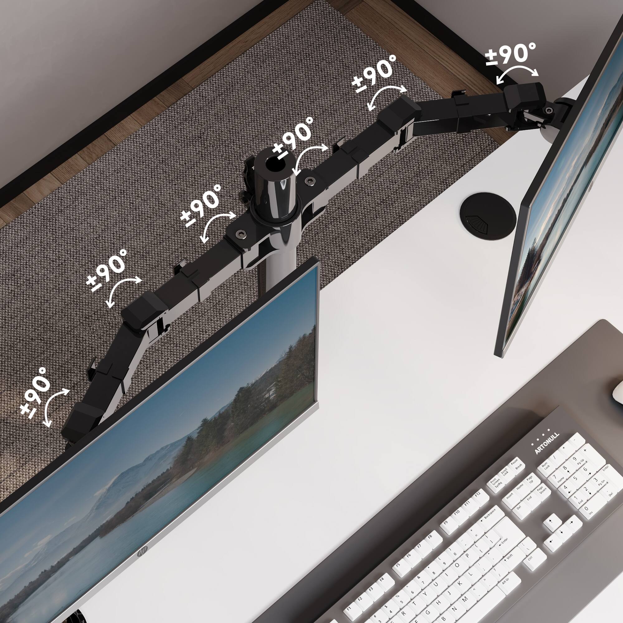 Alt View 2. FlexiSpot - Adjustable Dual Arms for Sit-Stand Riser up to 30" Monitors - Black.